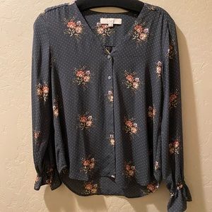 Loft Grey/Floral Blouse